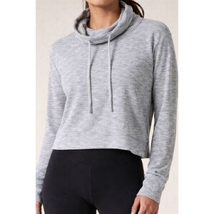 Athleta Gray Cowl Neck Pullover Sweatshirt Lightweight Cozy Athleisure Top S